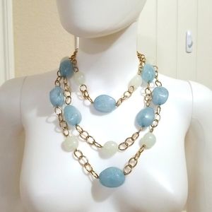 Large Blue and white chain tone necklace